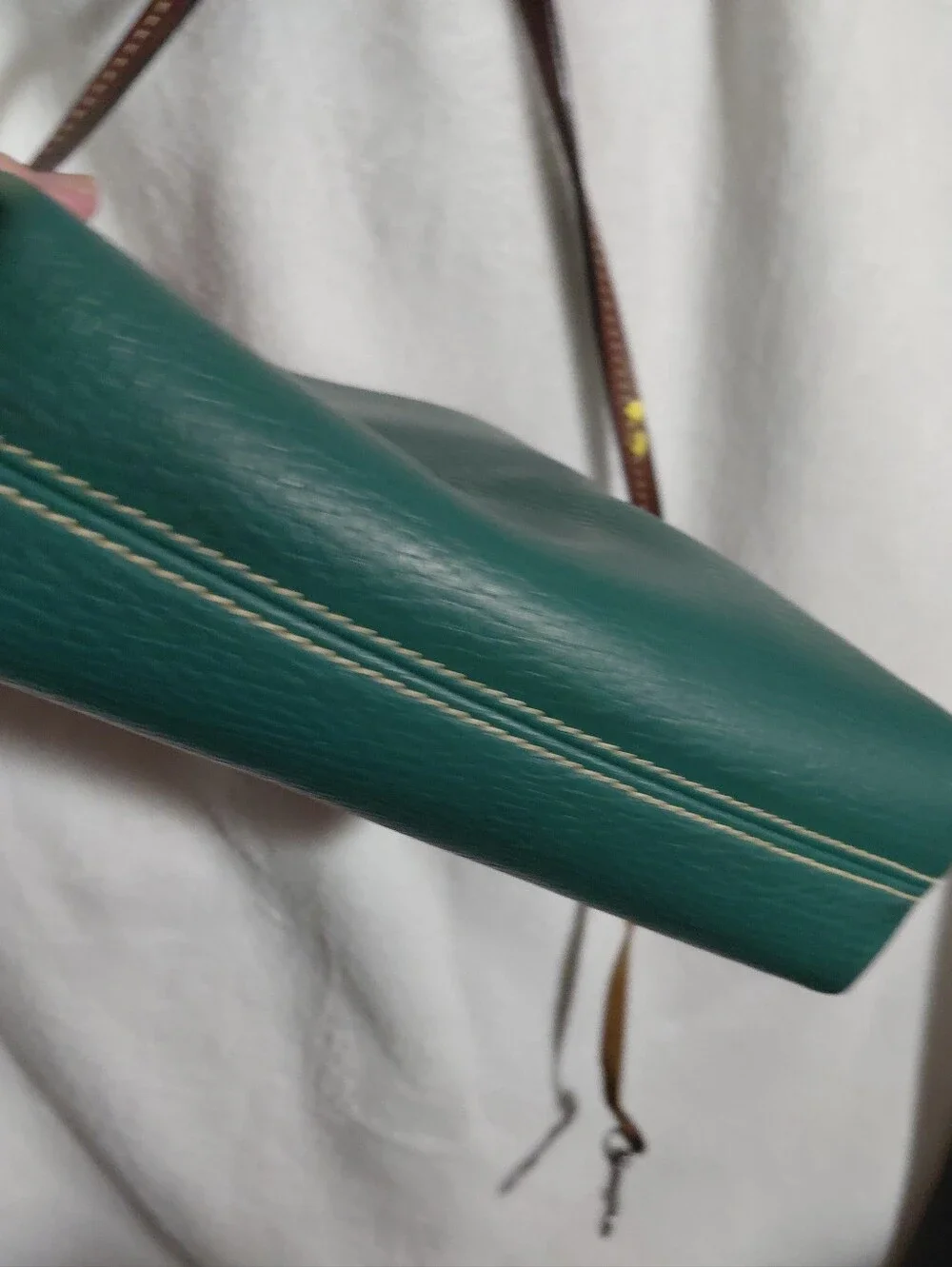 Dooney & Bourke Green Crossbody Pebble Leather Crossbody Brown Trim Needs TLC